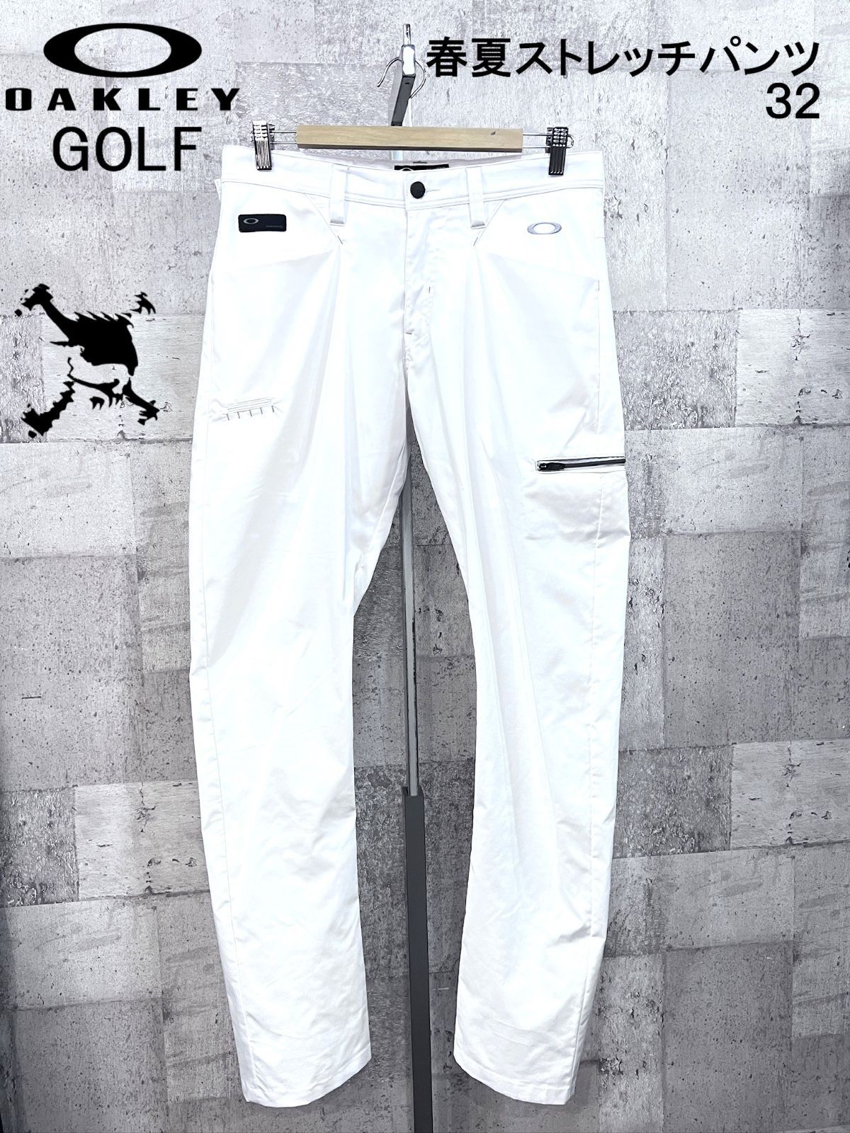 美品 OAKLEY GOLF ストレッチ パンツ SKULL Z-3D TAPERED 7.0 ホワイト