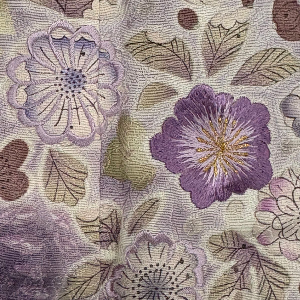 美品】 訪問着 身丈159cm 裄丈66cm M 袷 袋帯セット 辻が花柄 刺繍 