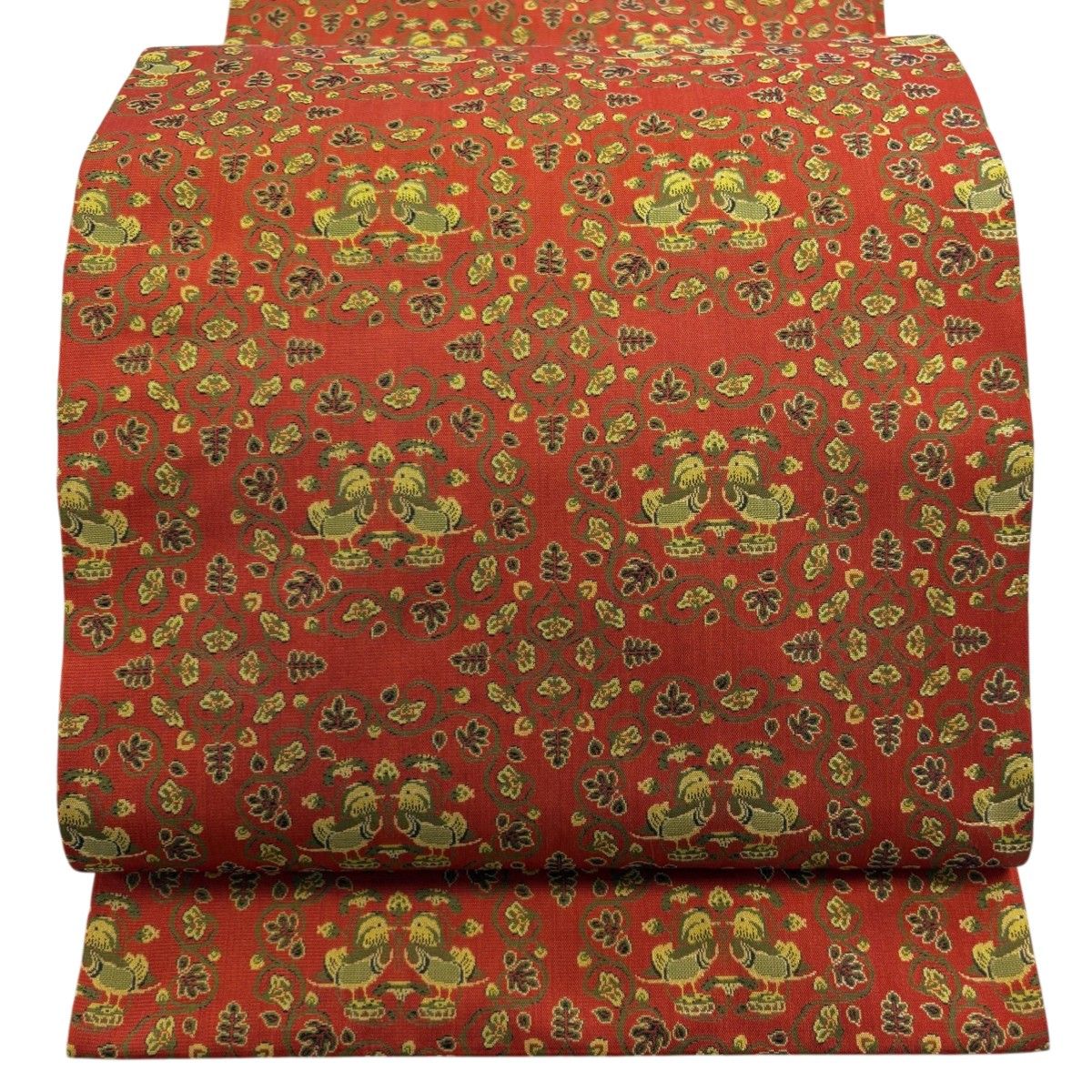 美品】 開き名古屋帯 名品 龍村美術織物 落款 向かい鳥 華文 美品】 開き名古屋帯 名品 龍村美術織物 落款 向かい鳥 華文