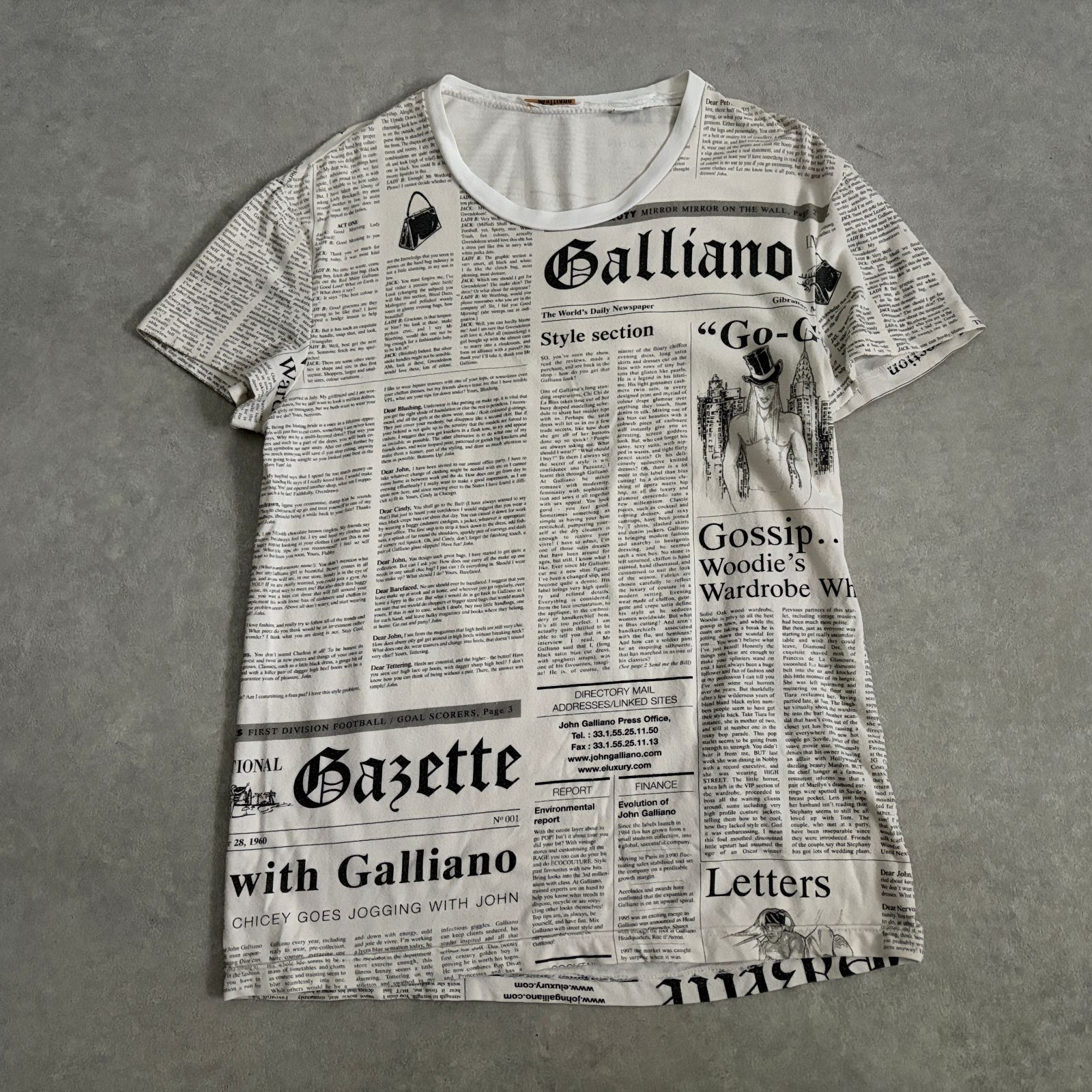 名作 John Galliano ニュースペーパー Tシャツ カットソー トップス 