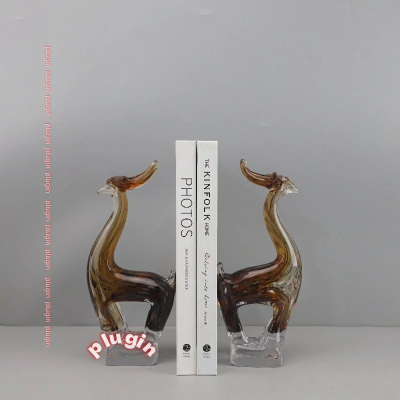 送料無料 モダンでシンプルな釉薬をかけたラッキーヘラジカの動物彫刻の置物リビングルームエントランスホテルモデルルームホームデコレ