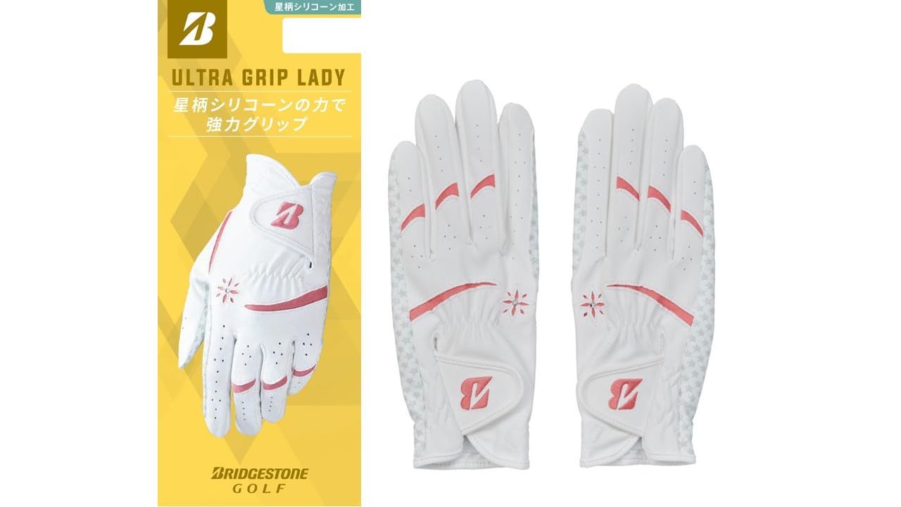 新品 BRIDGESTONE(ブリヂストン) ゴルフグローブ ULTRA GRIP LADY ホワイト/ピンク 両手用 19cm レディス GL25L2WP19