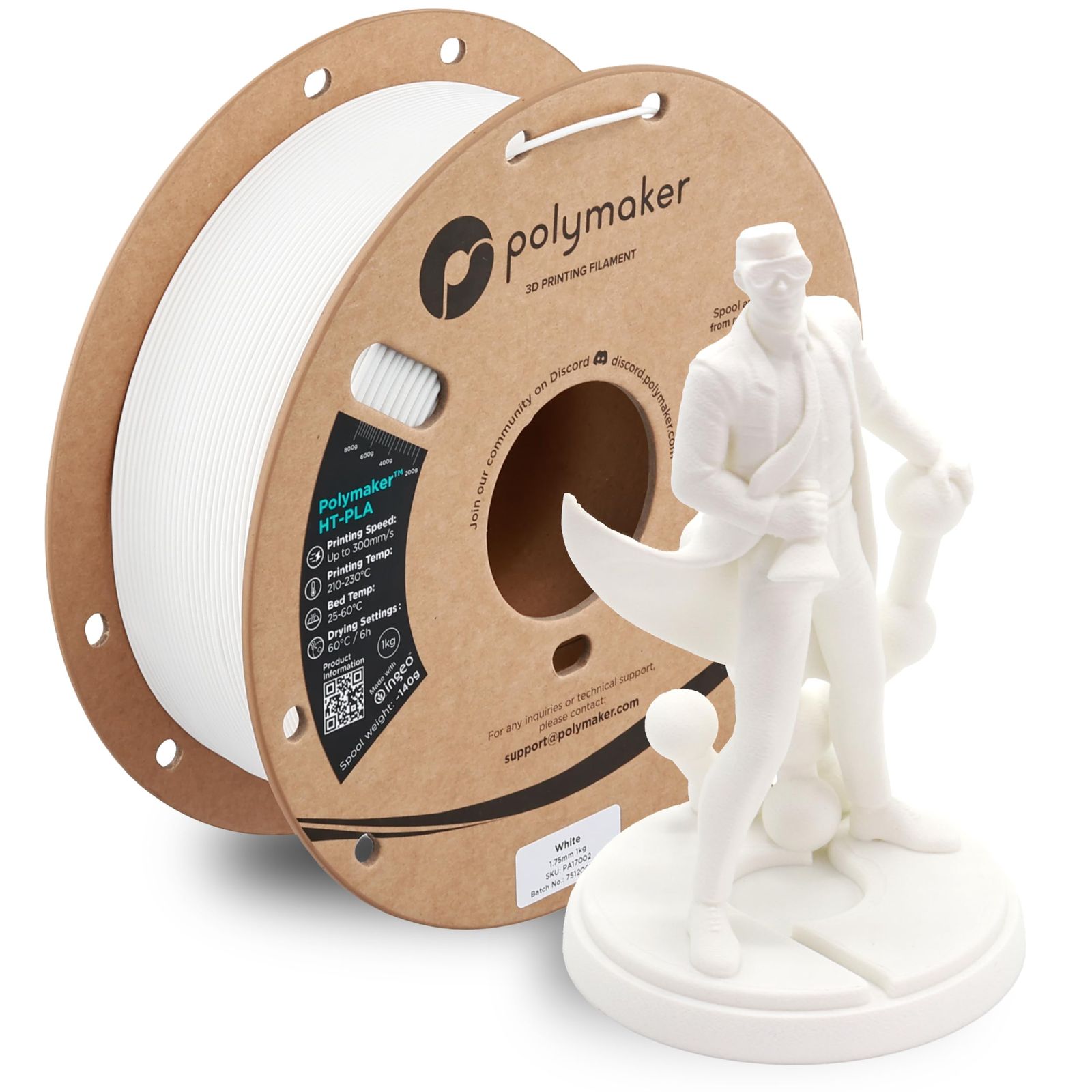 新品 ポリメーカ(Polymaker)3Dプリンタ―用耐熱性フィラメント Polymaker HT-PLA 1.75mm径 1kg巻 Polymaker HT-PLA White