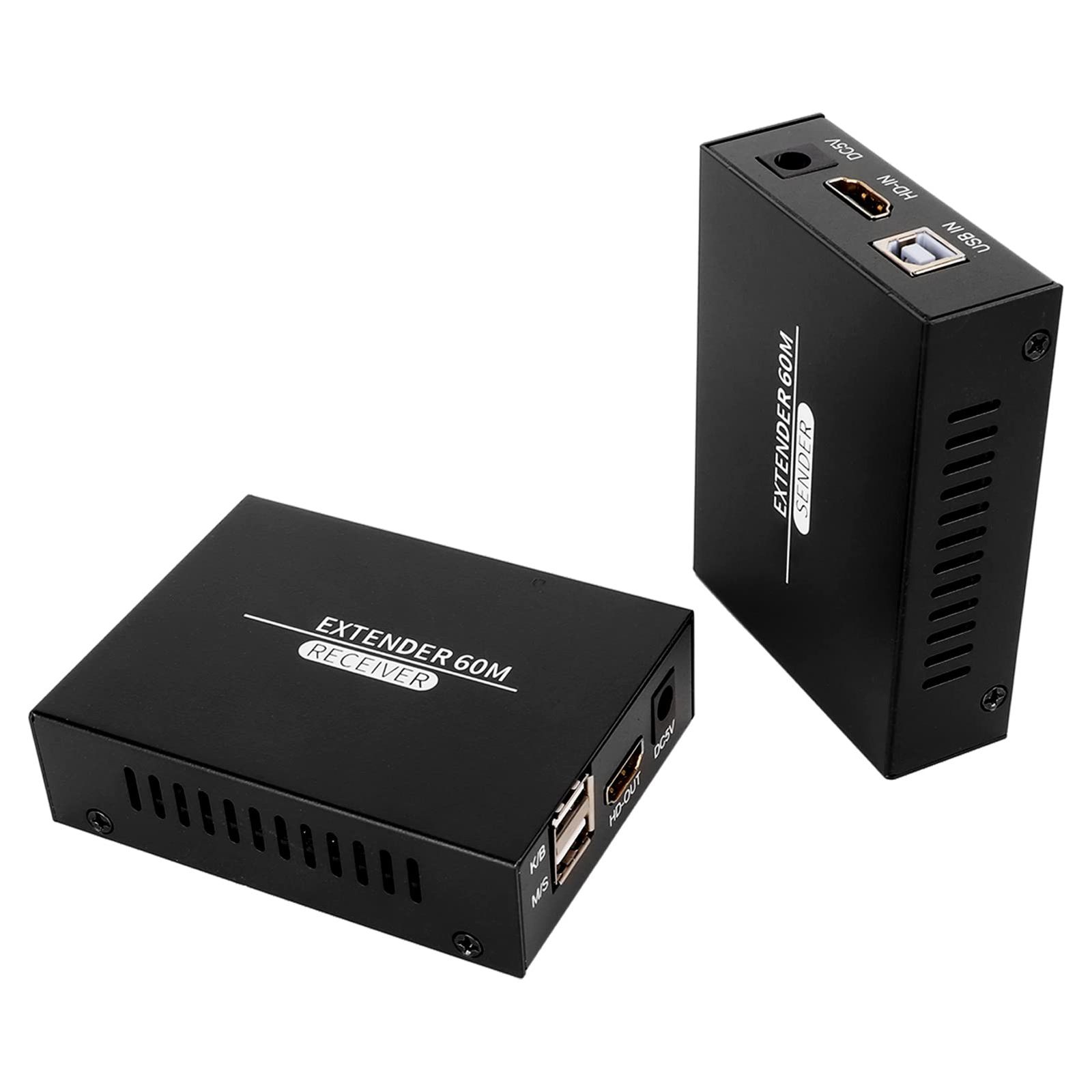 新品 HDMI USB KVM エクステンダー、197フィート 1920x1080P 60Hz POC機能 HD KVMエクステンダー キーボード&マウス リモート操作