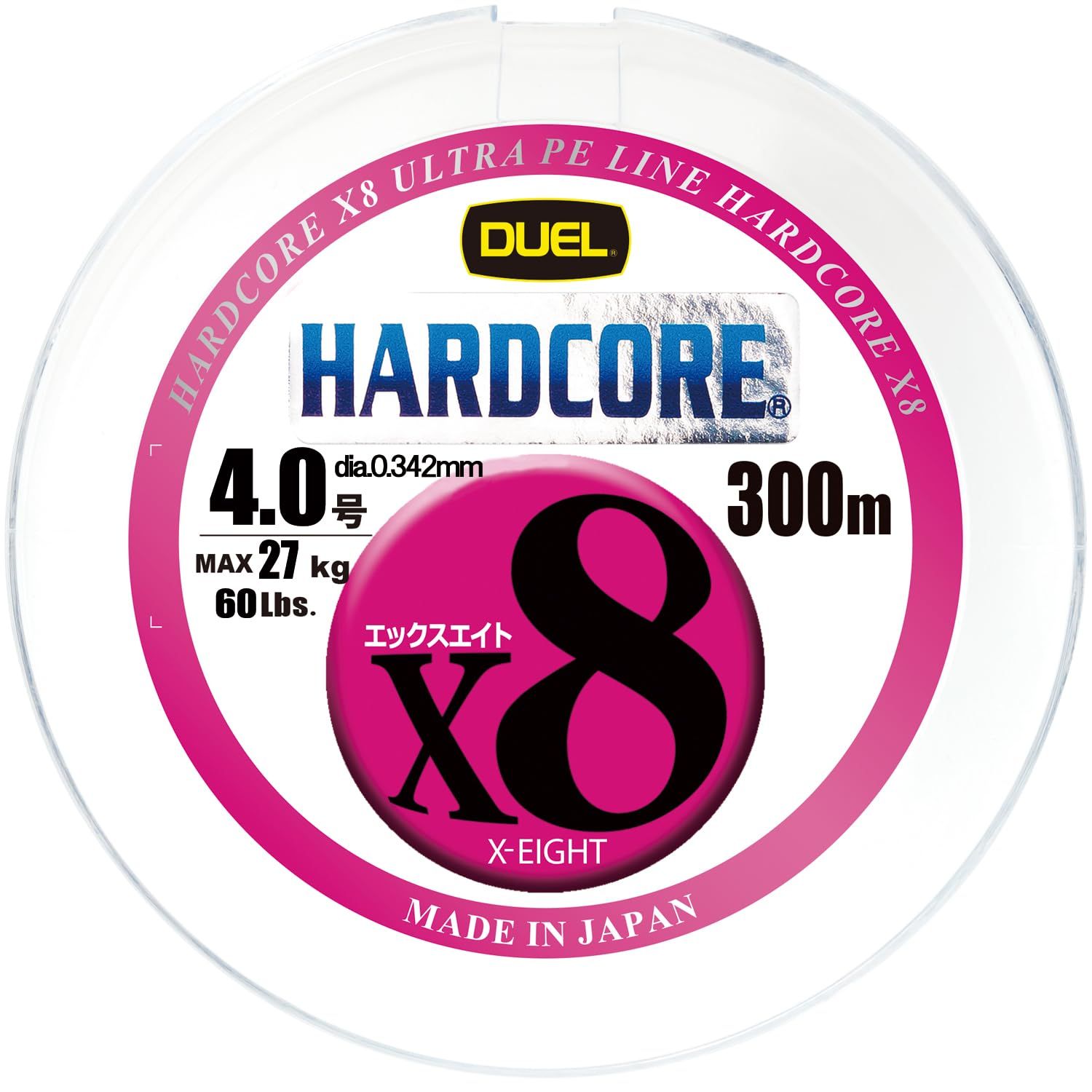 新品 DUEL (デュエル) PEライン 釣り糸 HARDCORE X8 【 ライン 釣りライン 釣具 高強度 高感度 】 4.0号 300m 5色/イエローマーキング H3269N-5CBL