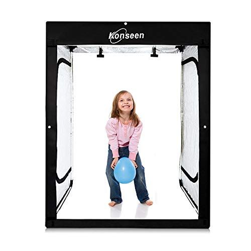 新品 Konseen 撮影ボックス 超大型 120x50x140cm 撮影キット 光度調整可能 6列x96個LEDライト付き 人物 洋服 写真 撮影ブース 3枚PVC背景布黑 白 青 3枚柔光布付き 収納ケース付き