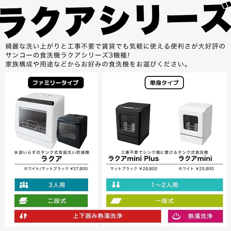 新品 THANKO 工事不要でシンク横に置けるタンク式食洗機 ラクアmini TK