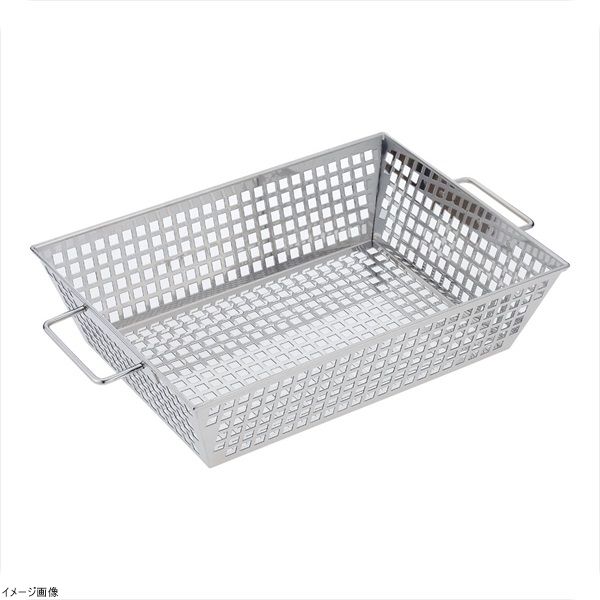 【新品】ＵＫ （18-8ステン）パンチング角ざる 手付き 角穴タイプ
