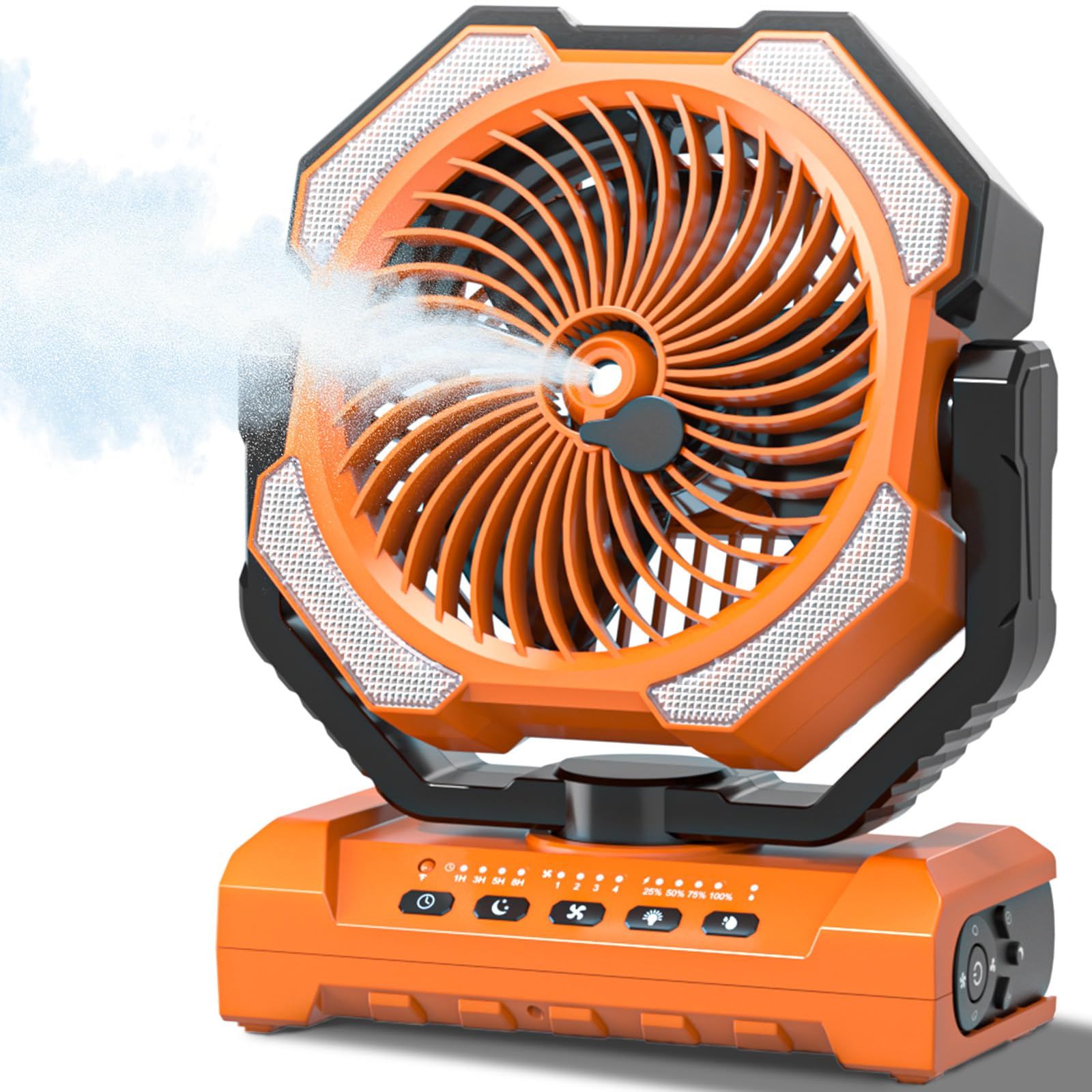 キャンプ扇風機 携帯ミスト20000mAh大容量 最大60時間連続使用 充電式 吊り下げ式 強風4段階調節 アウトドアリモコン タイマー機能付き 静音DCモーター LEDライト搭載 卓上扇風機 卓上両用 小型サーキュレーター コンパクト設計 3bce74b9