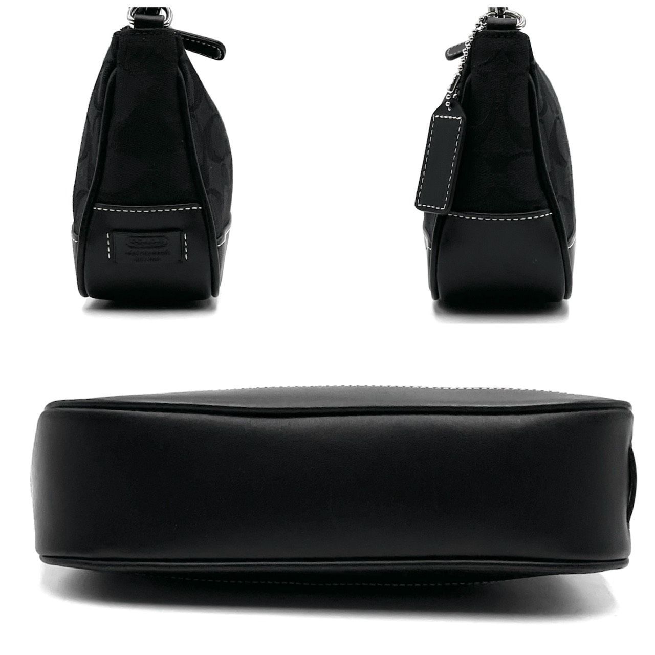 未使用級 COACH アクセサリーポーチ ハンドバッグ シグネチャー 黒 