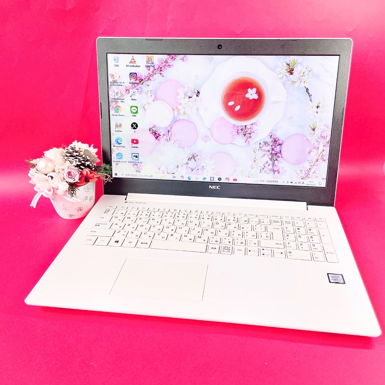 ✨かわいいホワイト✨人気のNECノートパソコン｜カメラ付き｜大容量1000GB NEC✨️大容量1TB✨️薄型ノートPC ホワイト 中古 - メルカリ