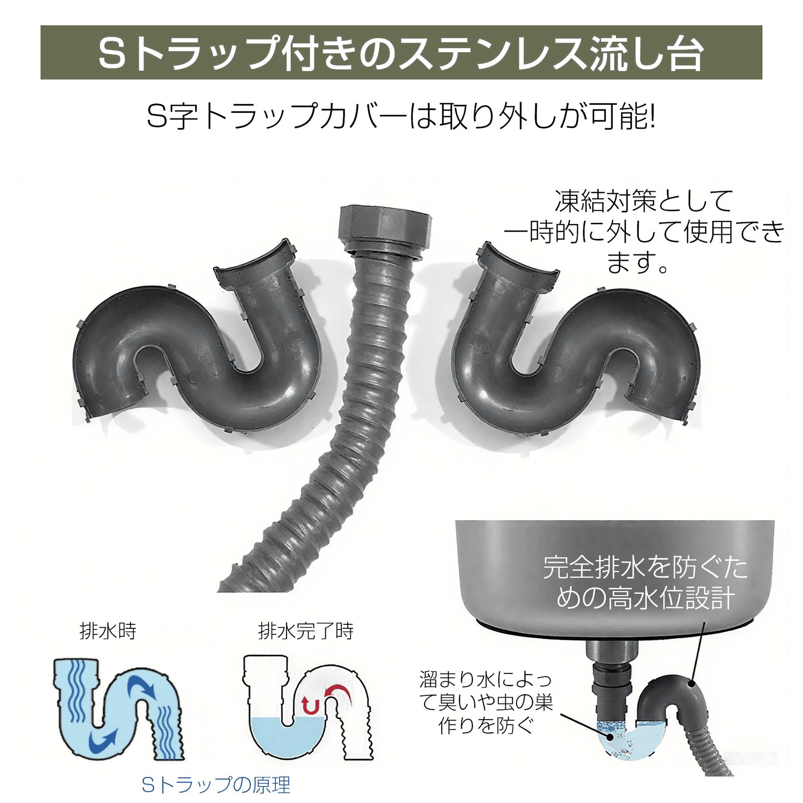 流し台 屋外 ステンレス 水栓付 蛇口付き シンク アウトドア 幅広 水栓付き キッチン 屋外用 ステンレス流し台 ステンレスキッチン キャンプ バーベキュー ガーデンシンク 屋外シンク 屋外流し台 アルミ流し台 簡易流し台 洗い場 【ブラック】