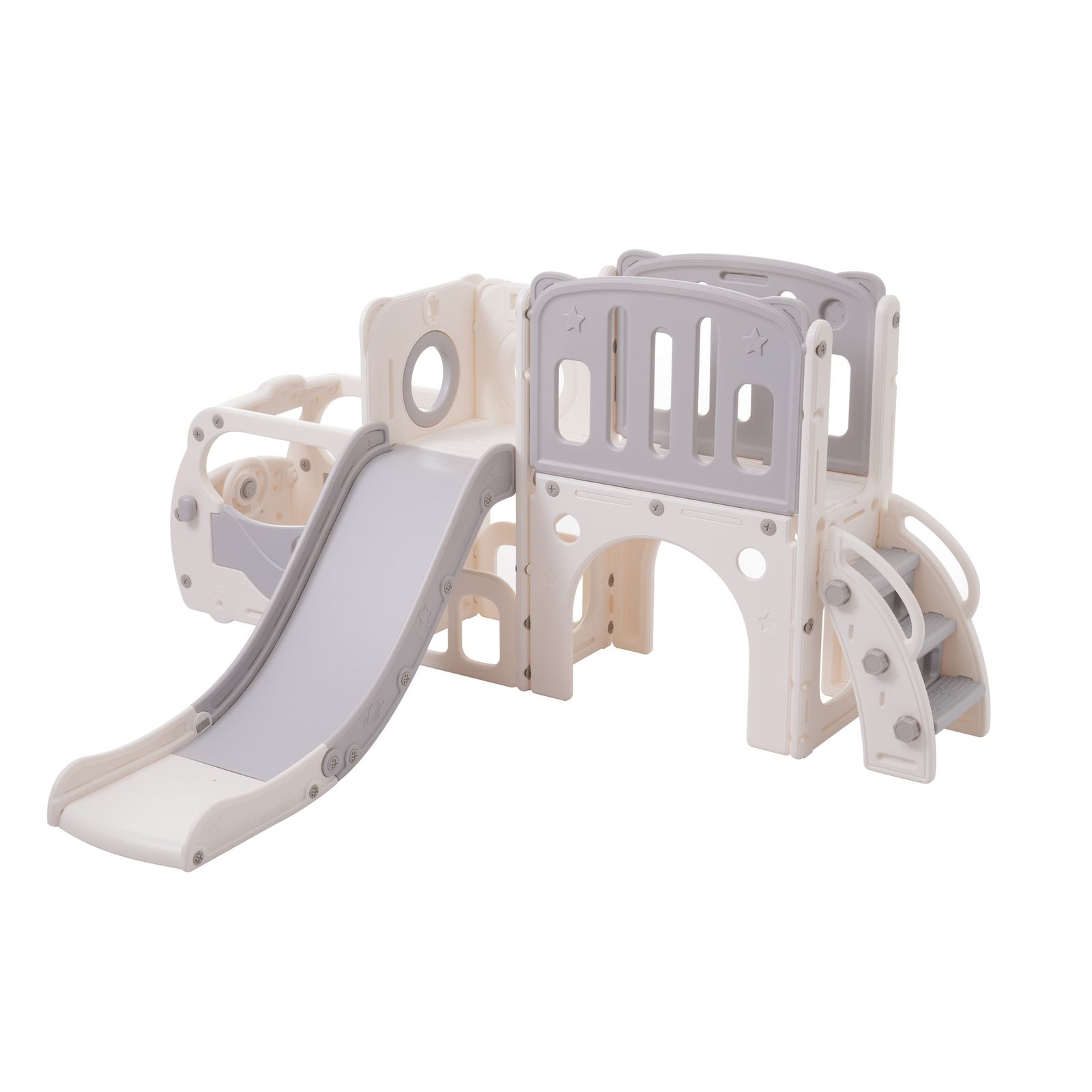 新入荷｜滑り台 すべり台 遊具 室内 バスケットボール 収納スペース付き 組立簡単 室内遊具 大型遊具 すべりだい スウィング キッズパーク バスケットゴール 屋内 家庭用 キッズ 12ヶ月~5歳 子供 誕生日 プレゼント【ホワイト+グレー】 【ホワイト】