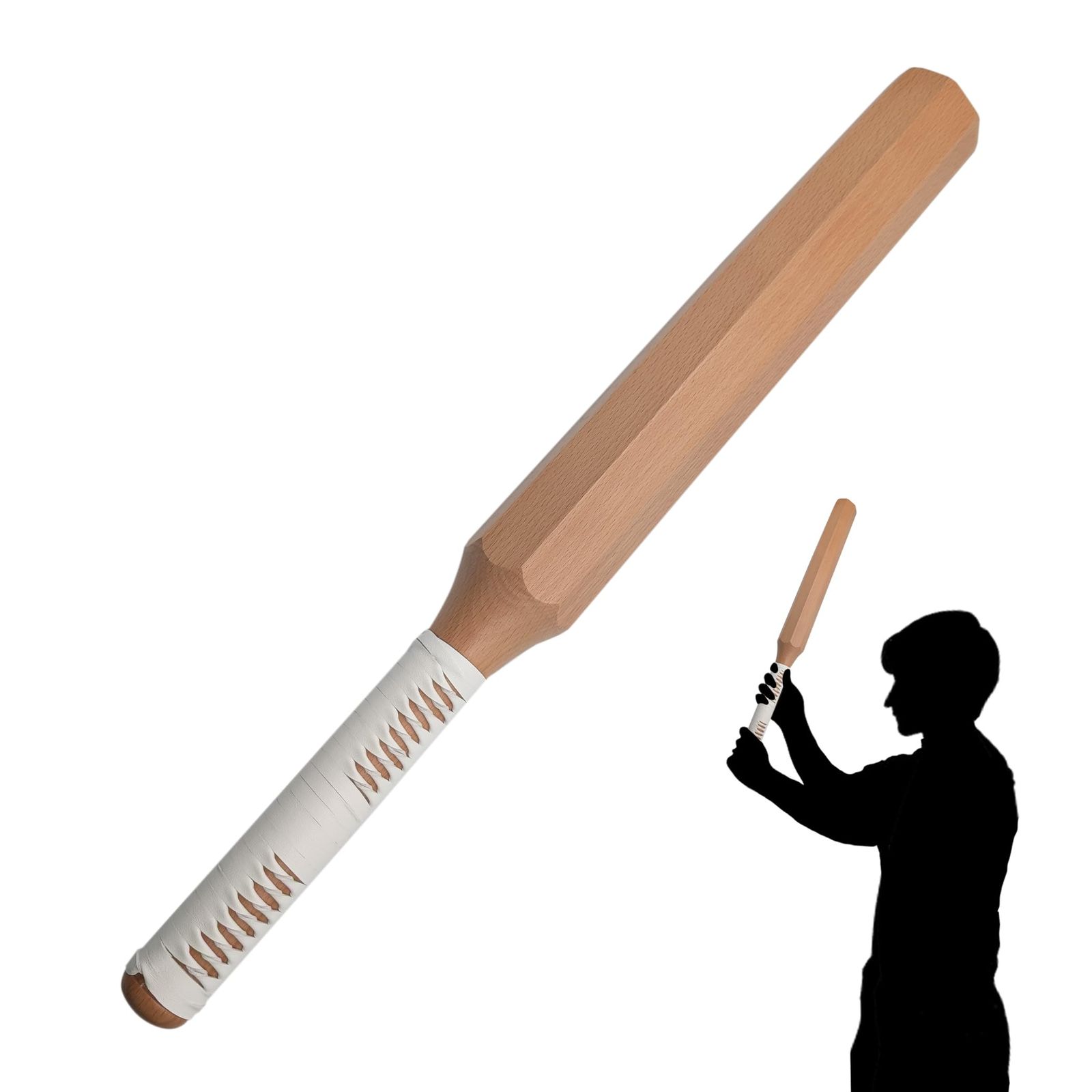 新品 【パーソナルトレーナー監修】素振り用木刀 剣道 木刀 約1kg 素振り 室内用 筋トレ 短い すぶり用木刀 稽古用 鍛錬 フリセン 全長60cm (革柄付き)