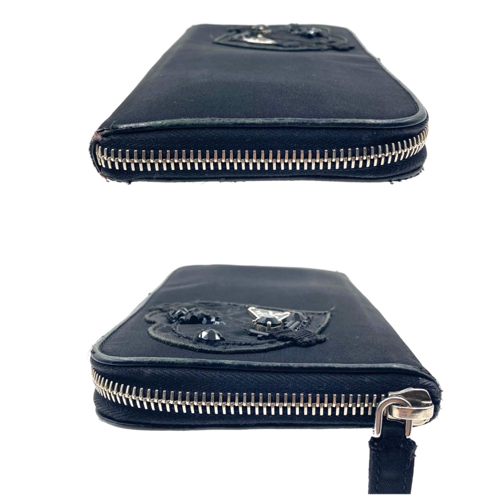 □希少□PRADA プラダ ハートビジュー付き ラウンドファスナー 長財布 