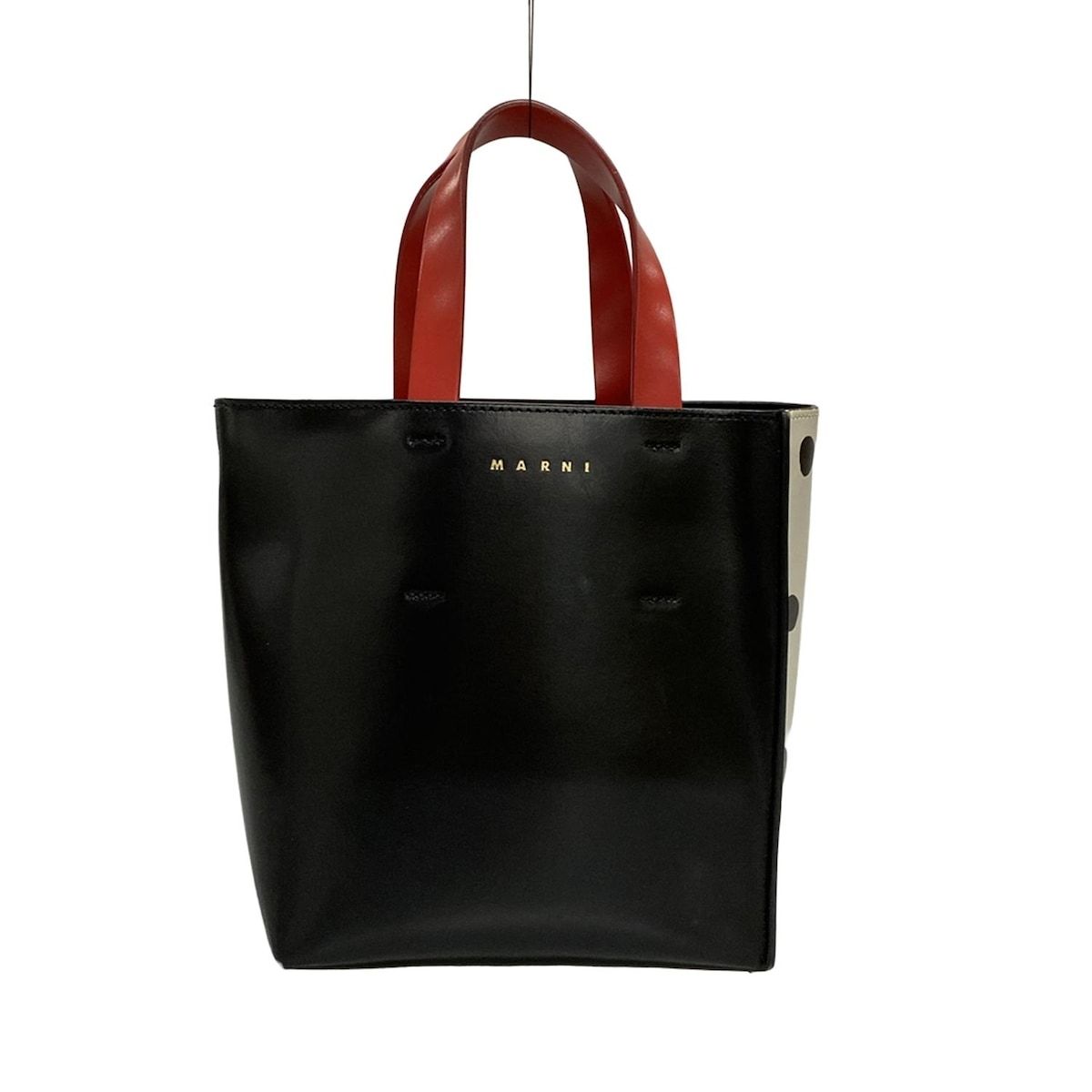 MARNI(マルニ) トートバッグ ミュゼオ 黒×白×レッド ドット柄 MARNI(マルニ) トートバッグ ミュゼオ 黒×白×レッド ドット柄