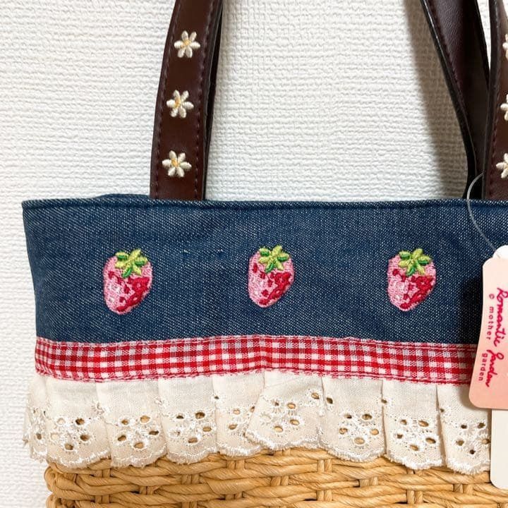 【新品タグ付】マザーガーデン 野いちご かごバッグ 刺繍 ロリータ 新品タグ付】マザーガーデン 野いちご かごバッグ 刺繍 ロリータ 量産