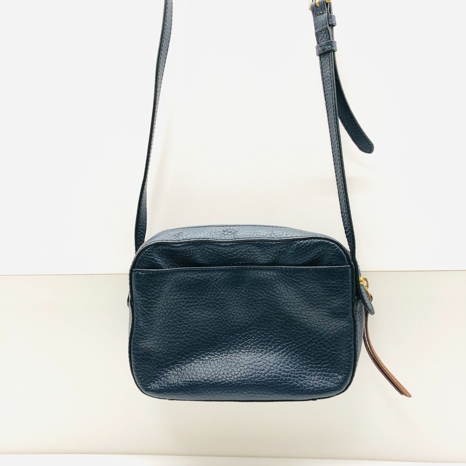 FOSSIL レザー ショルダーバッグ ポシェット ネイビー フォッシル 