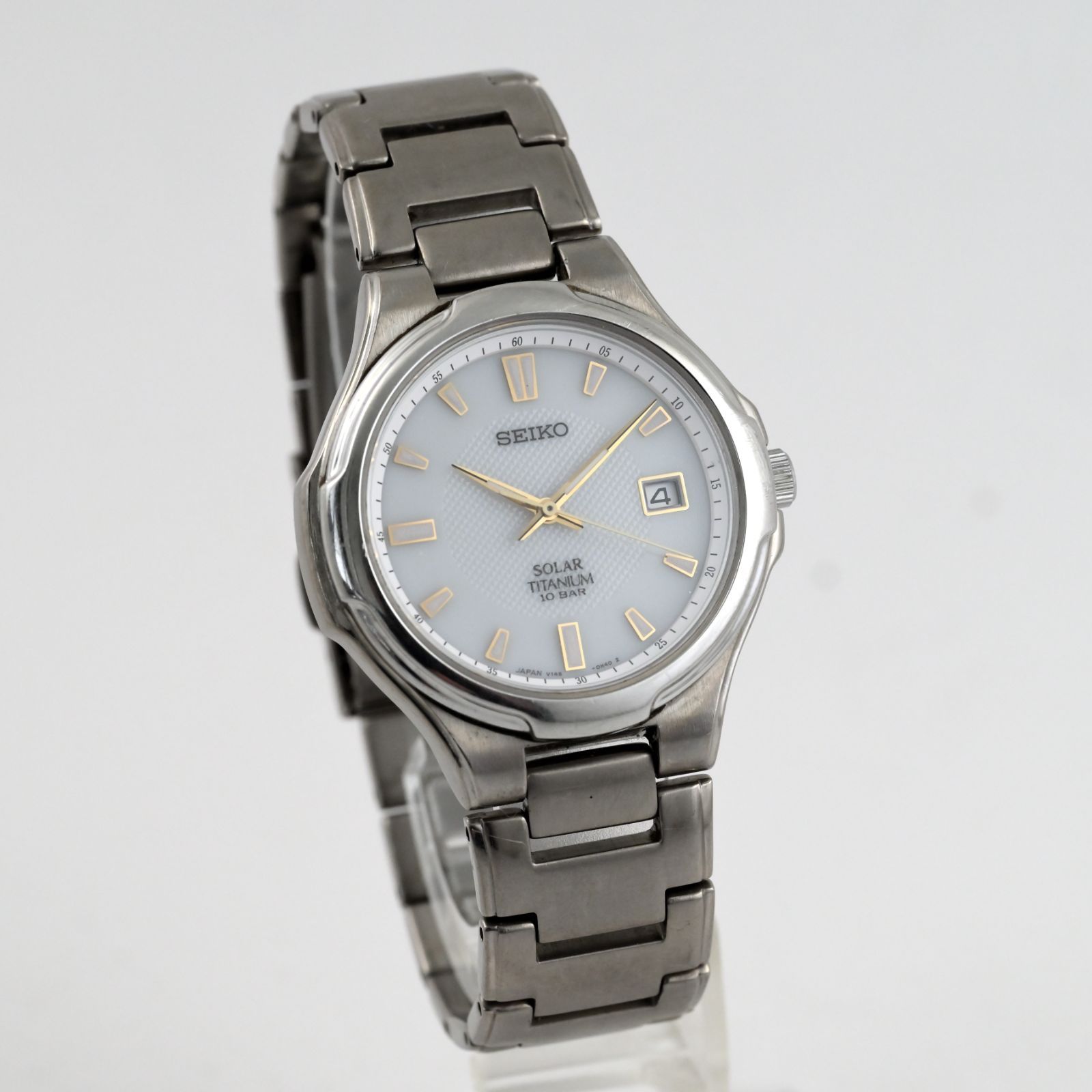 SEIKO】 セイコー ソーラー 37mm径 メンズ腕時計 チタン Ref.V145-0E10 