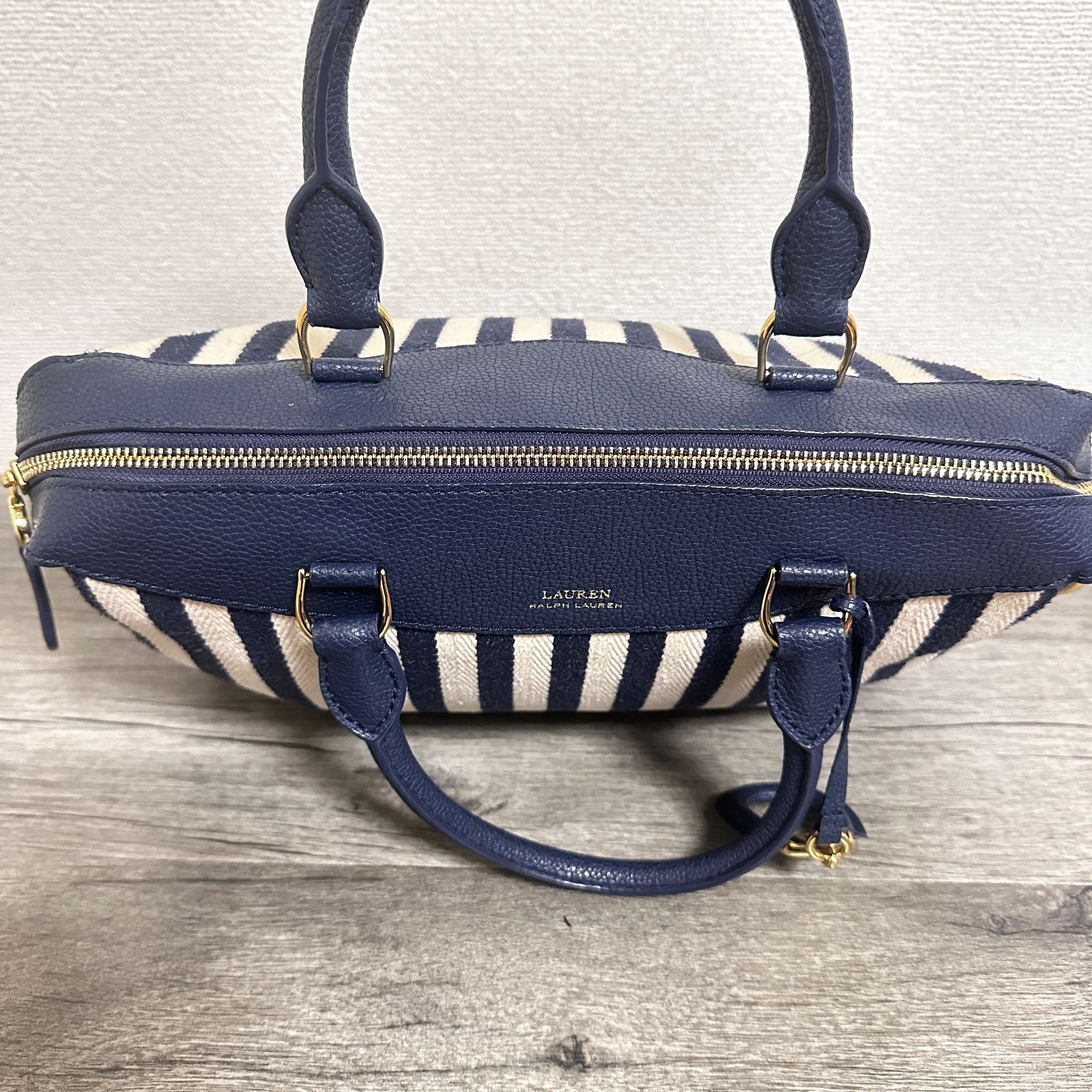 ローレンラルフローレン LAULEN RALPH LAUREN マリンストライプ 本革 