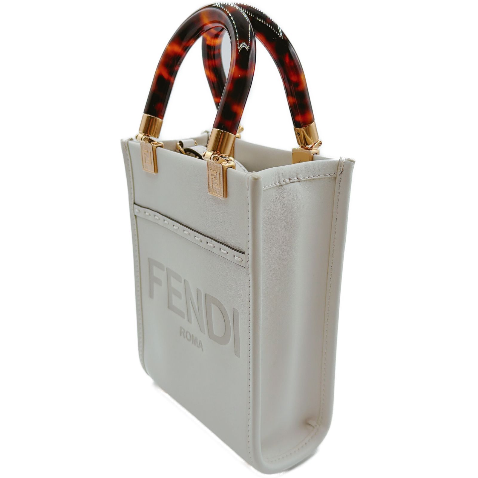 フェンディ(FENDI) サンシャイン ショッパー ミニ ホワイト べっ甲柄 