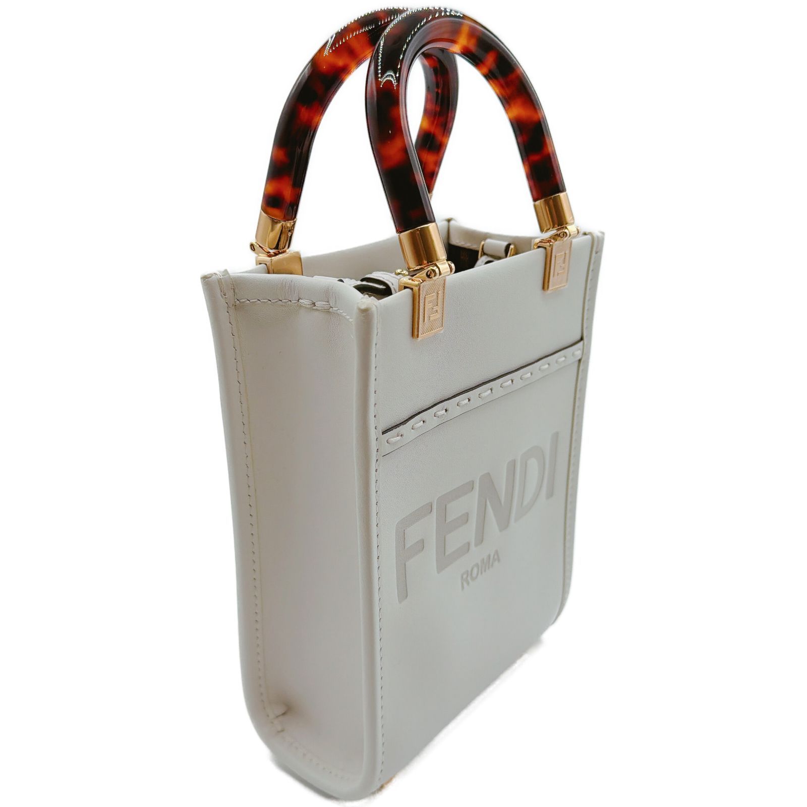 フェンディ(FENDI) サンシャイン ショッパー ミニ ホワイト べっ甲柄 