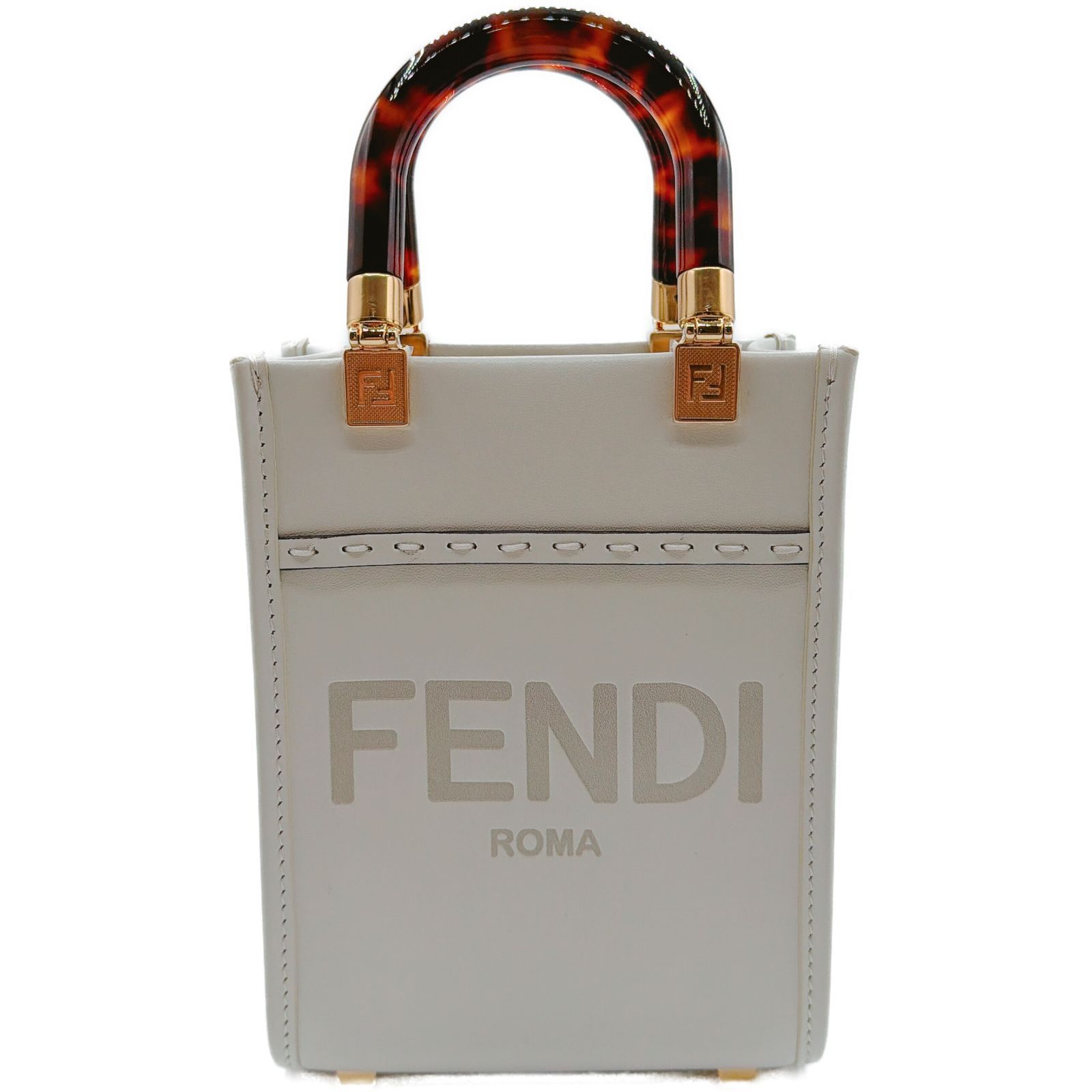 フェンディ(FENDI) サンシャイン ショッパー ミニ ホワイト べっ甲柄 