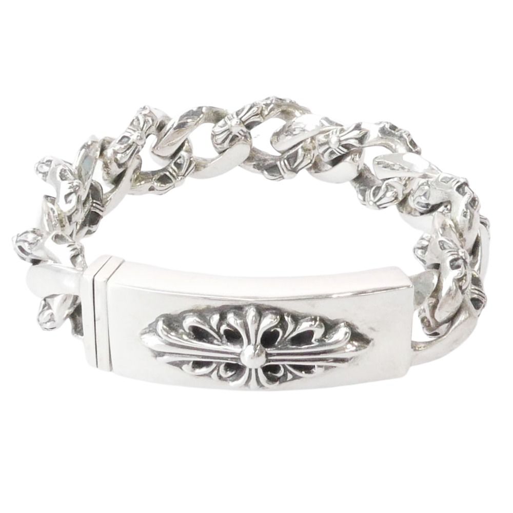 新品同様クロムハーツフローラルクロスハートIDブレスレットインボイス原本付き CHROME HEARTS クロムハーツ（原本有） インボイス付属 13LINK ID