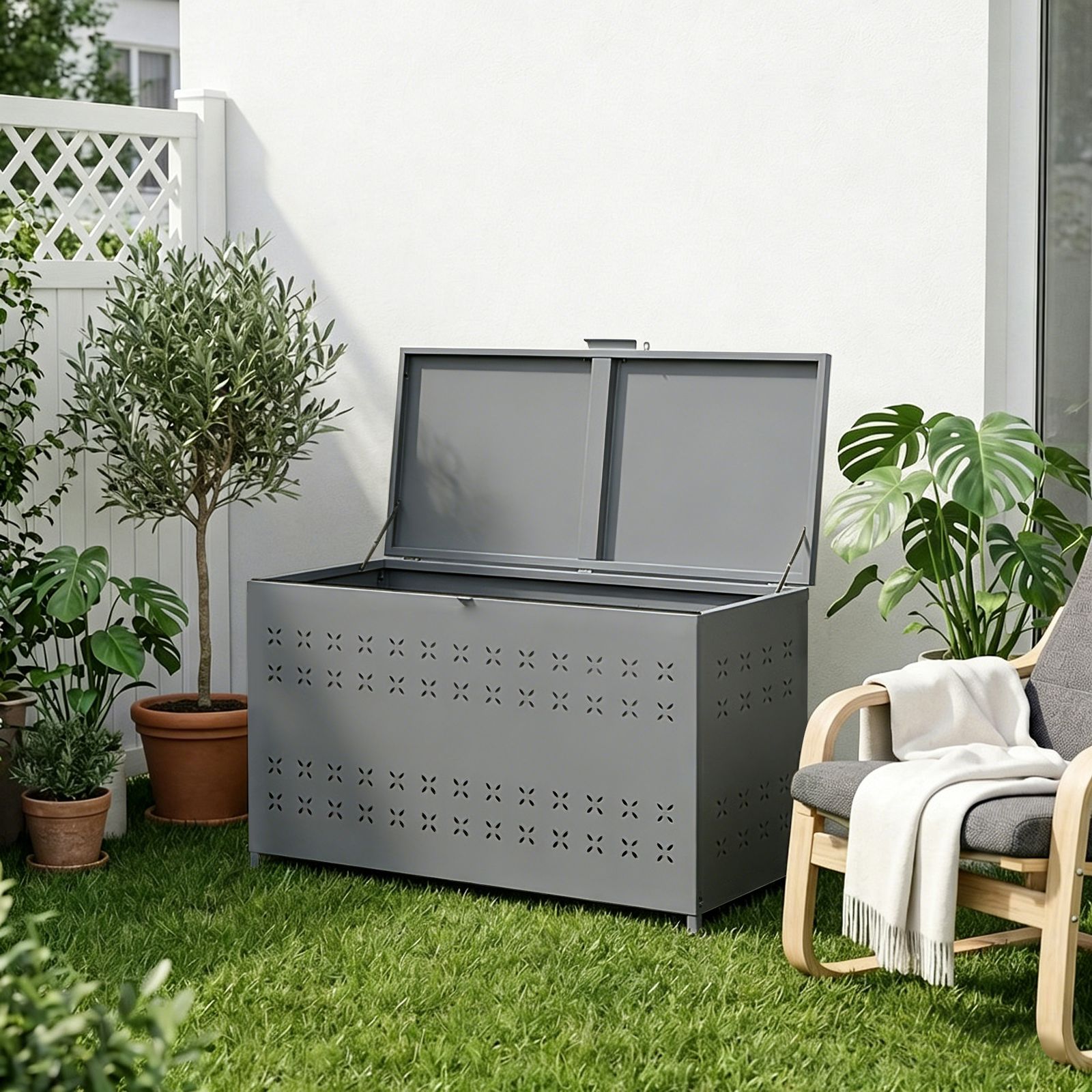 送料込み❣ 新品未使用 ゴミ箱 屋外 収納庫 273L 大容量 ふた付き ゴミステーション ゴミボックス 1412176 ゴミ箱 屋外 収納庫 273L 大容量 ふた付き ゴミステーション ゴミ