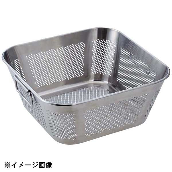 【新品】UK 18-8 パンチング角型揚げザル ハンドル付 37cm