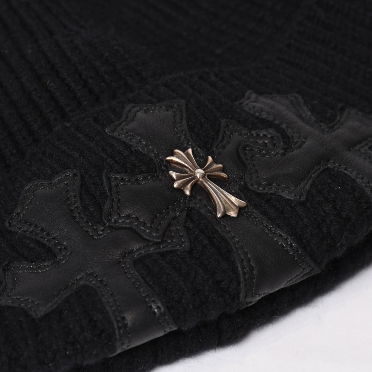 極美品 CHROME HEARTS クロムハーツ ビーニー ニット帽 トリプルクロス