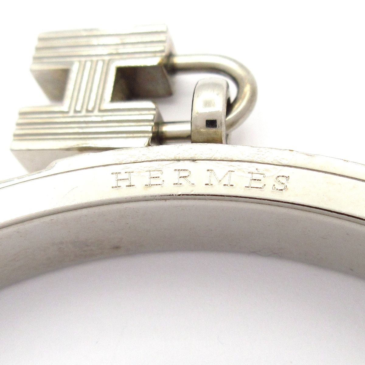 HERMES(エルメス) バングル ケリーバングル レザー シルバー×ピンク 