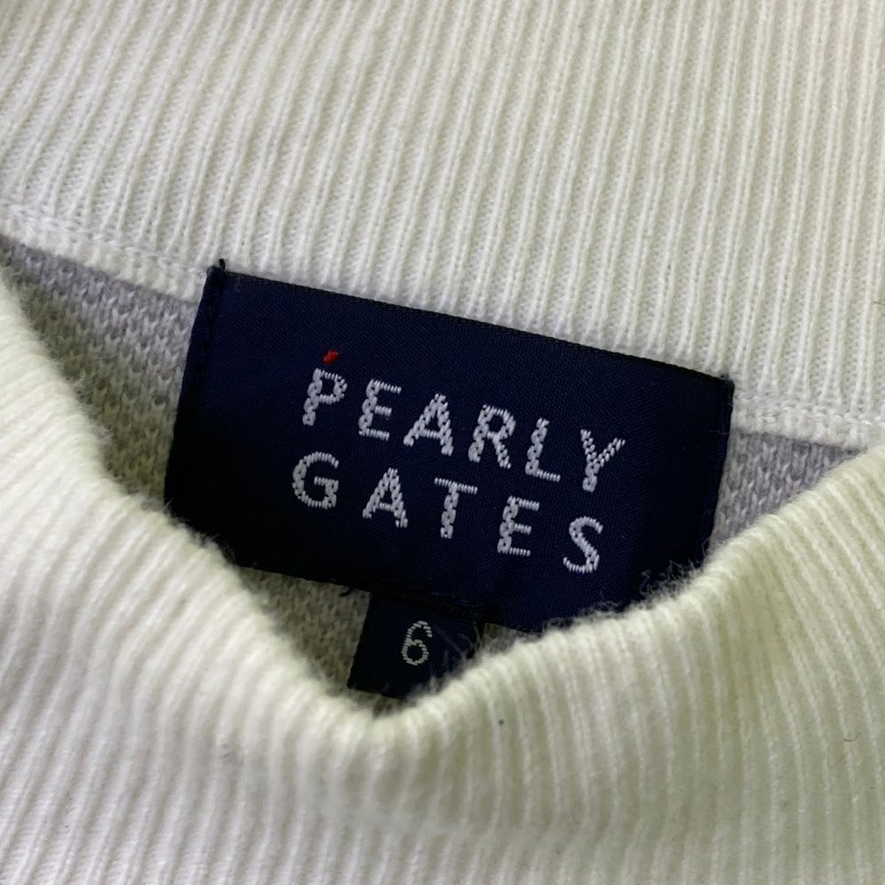 サイズ：6 PEARLY GATES パーリーゲイツ 2024年モデル ハイネック 長袖ニットセーター 総柄 ホワイト系 [240101644767] ゴルフウェア メンズ ストスト サイズ：6 PEARLY GATES パーリーゲイツ 2024年モデル ハイネック 長袖
