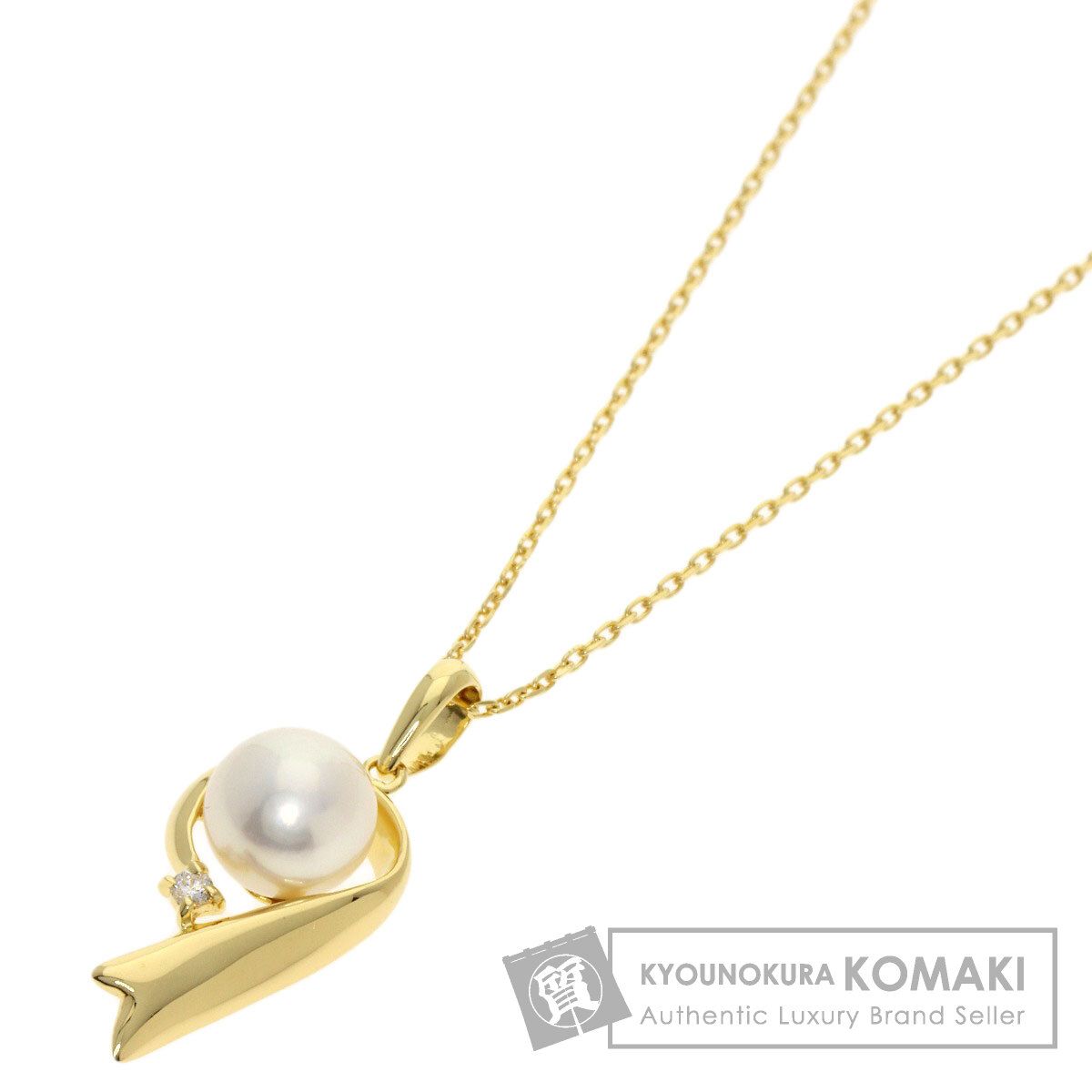 MIKIMOTO ミキモト パール 真珠 ダイヤモンド ネックレス K18YG 