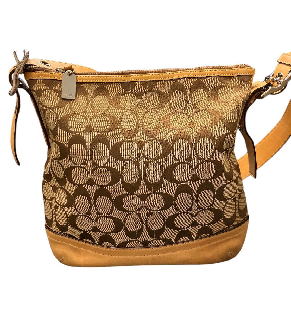 COACH コーチ シグネチャー レザー×キャンバス ブラウン×ベージュ色 