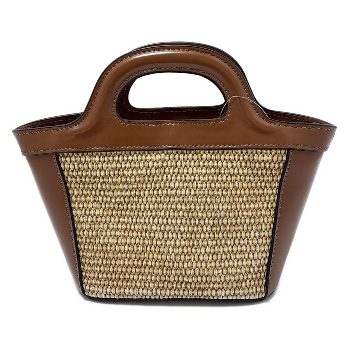 MARNI(マルニ) ハンドバッグ美品 ベージュ×ダークブラウン かご MARNI(マルニ) ハンドバッグ美品 ベージュ×ダークブラウン かご