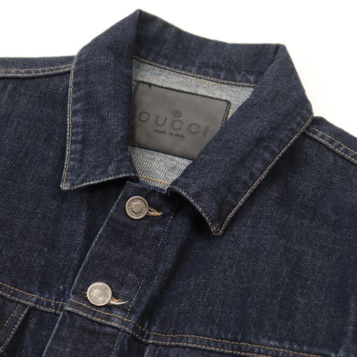 GUCCI グッチ Gジャン サイズ 48 メンズ デニム ロゴボタン オープン