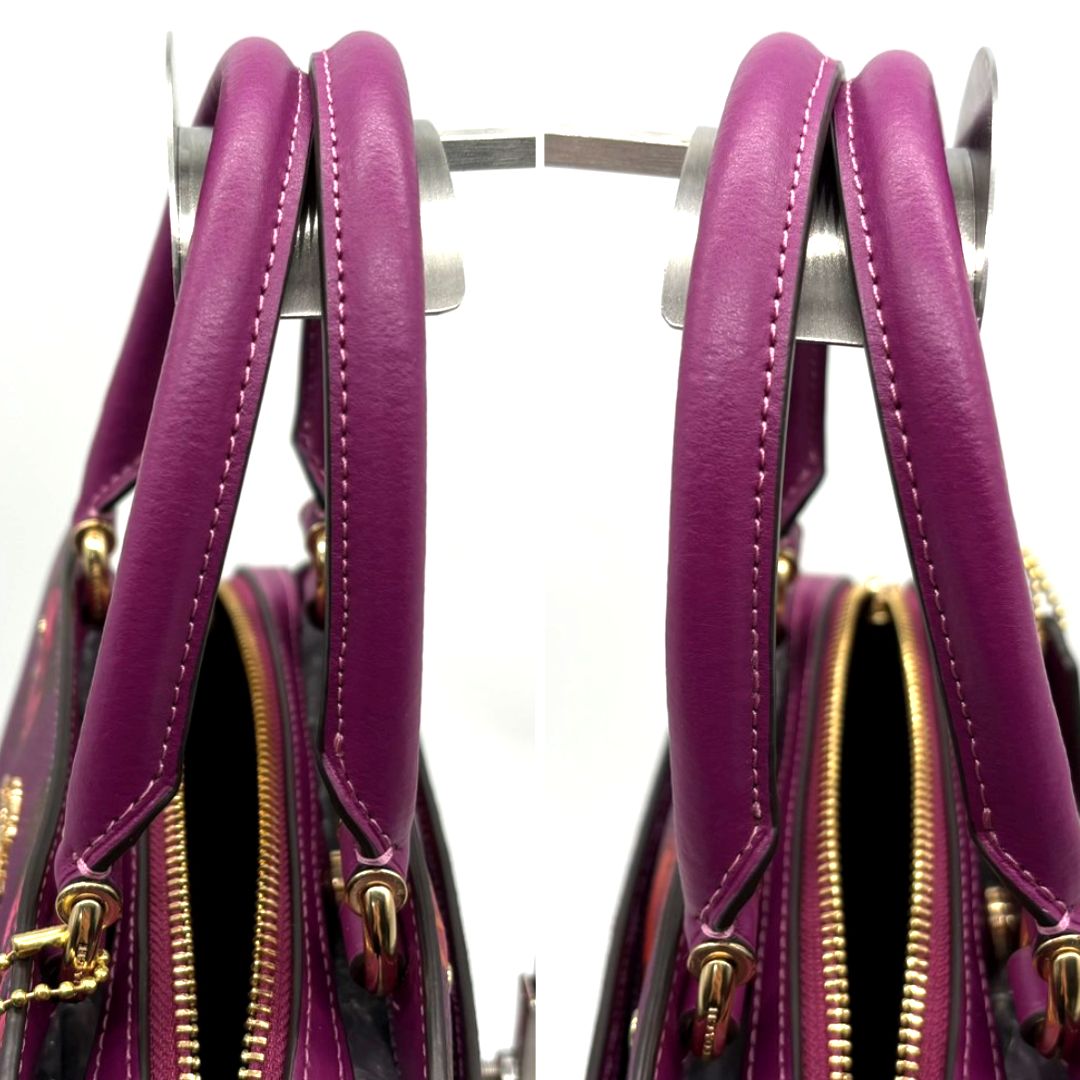 美品レア】コーチ COACH ハンドバッグ 2way PVC フローラル 花柄 紫 