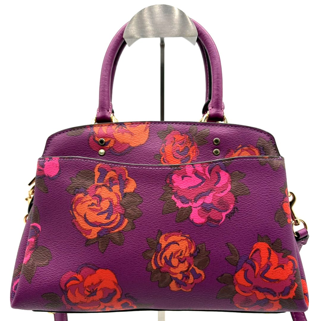 美品レア】コーチ COACH ハンドバッグ 2way PVC フローラル 花柄 紫 