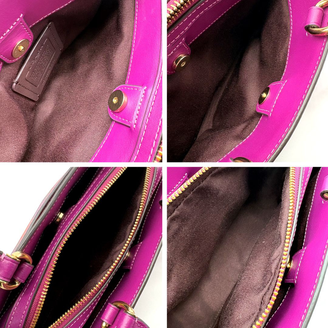 美品レア】コーチ COACH ハンドバッグ 2way PVC フローラル 花柄 紫 