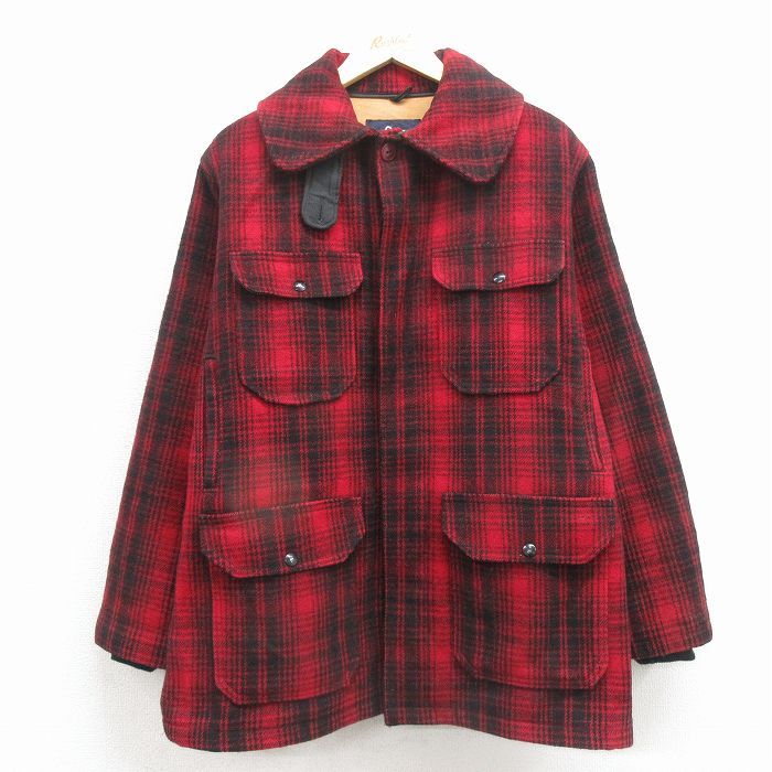 超美品 90sウールリッチ USA製 マッキーノ ウール 赤黒 M L/古着 ウールリッチ 長袖 ウール ジャケット メンズ 90年代 90s