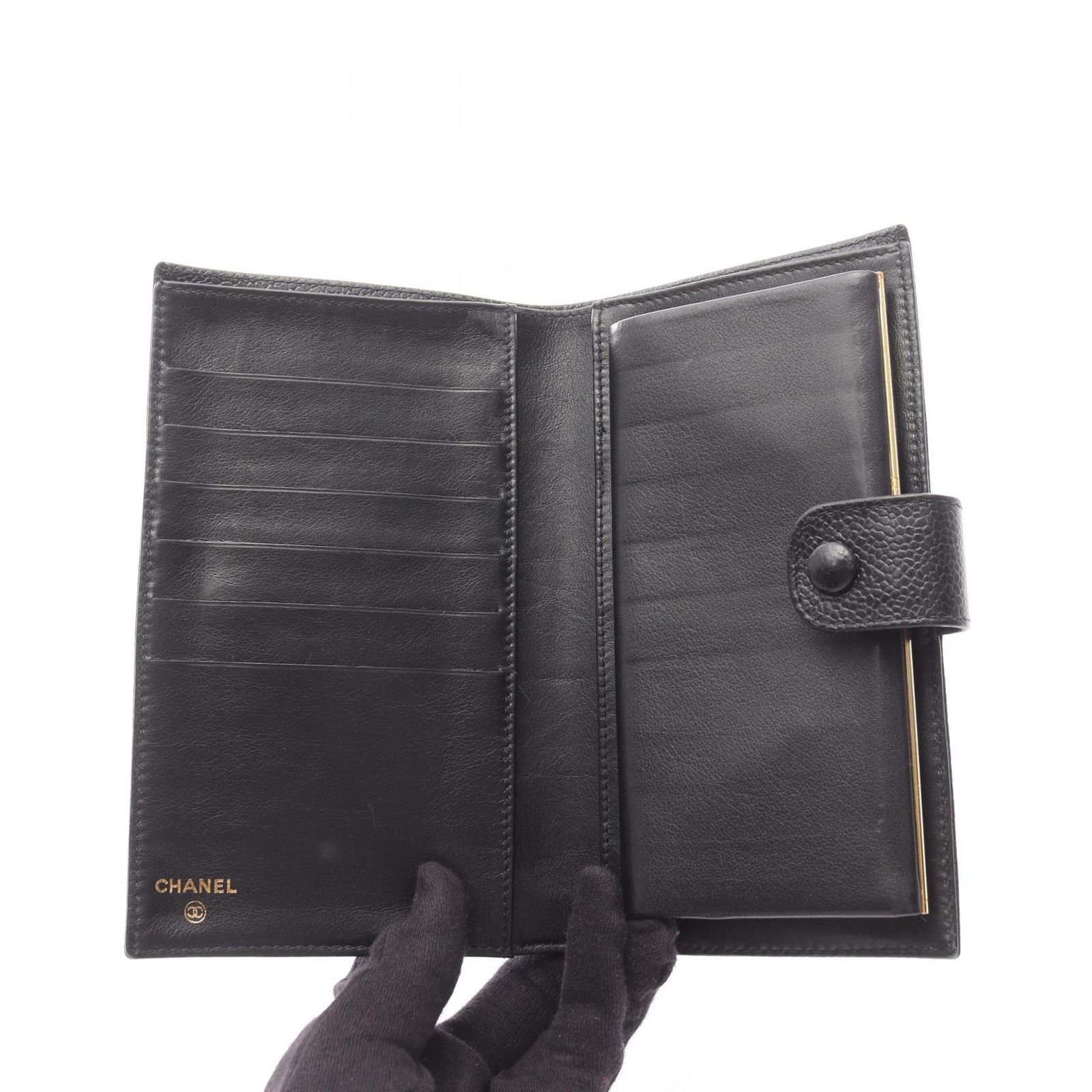 シャネル CHANEL 二つ折り長財布 ココマーク ブラック キャビア シャネル CHANEL 二つ折り長財布 ココマーク ブラック キャビア