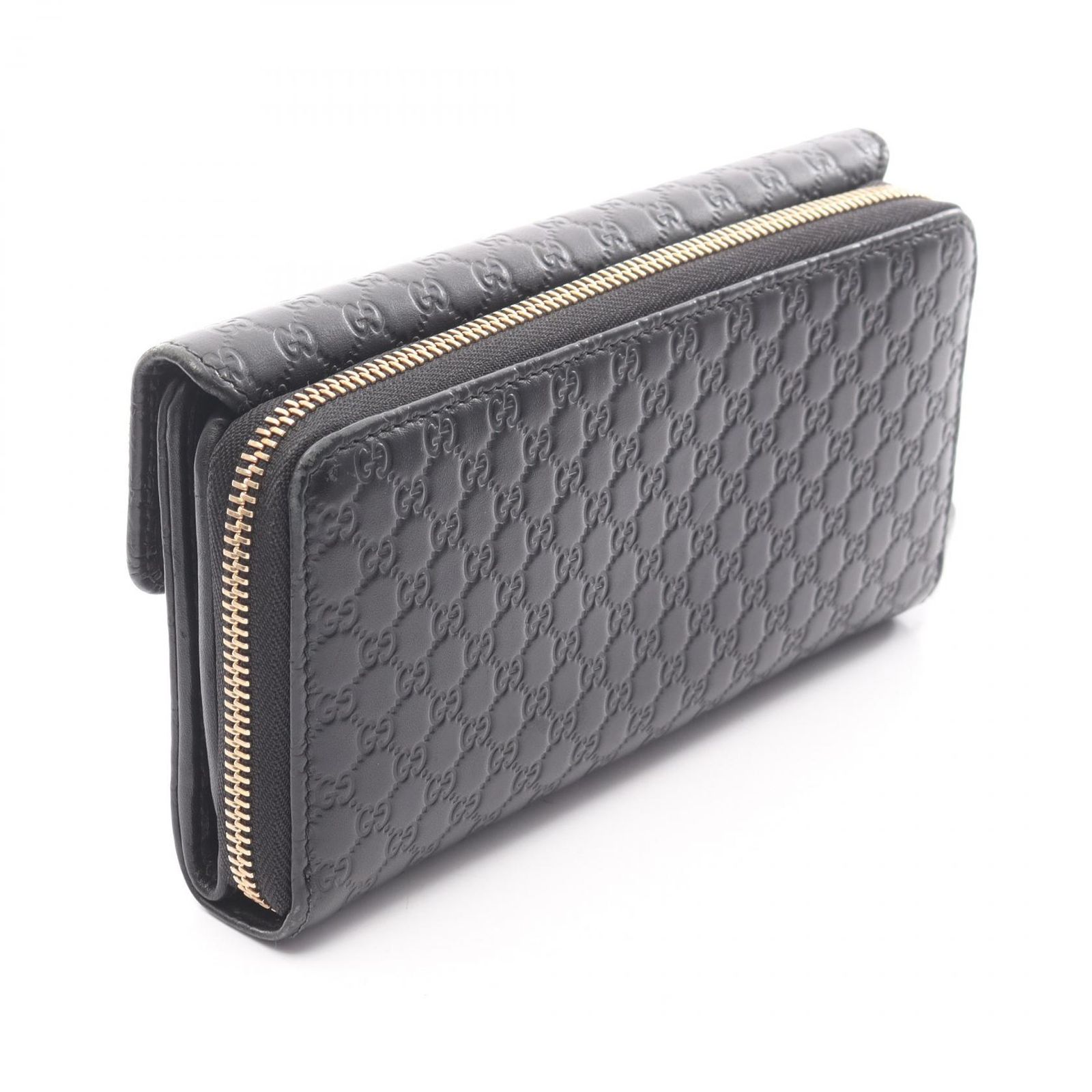 グッチ GUCCI 三つ折り長財布 マイクログッチシマ 449364 ブラック 