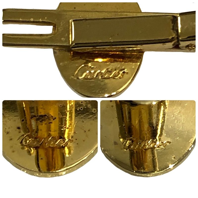 2種セット カフス タイピン Cartier カルティエ オーバル ネイビー×ゴールドカラー メンズ スーツ小物 【中古】 52602K219U 2種セット カフス タイピン Cartier カルティエ オーバル ネイビー