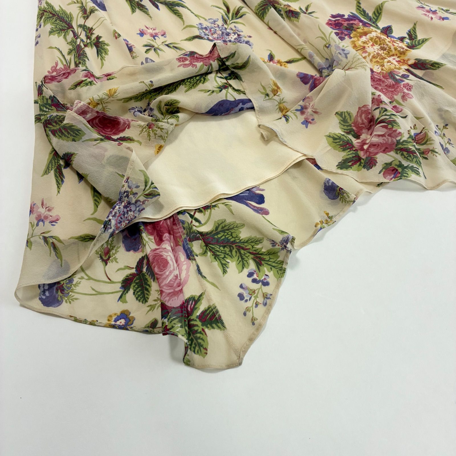 ETRO エトロ☆ シルク100% フラワーワンピース 40 フレア 美シルエット 