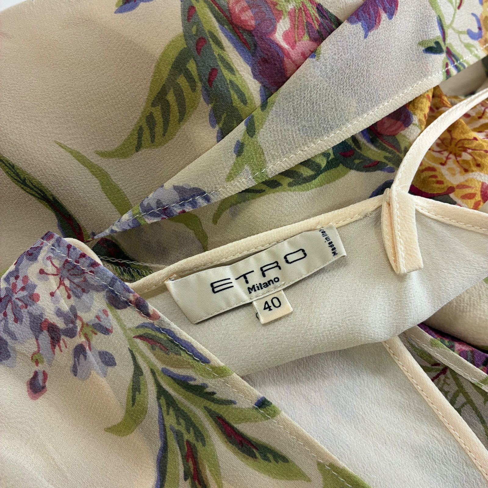 ETRO エトロ☆ シルク100% フラワーワンピース 40 フレア 美シルエット 