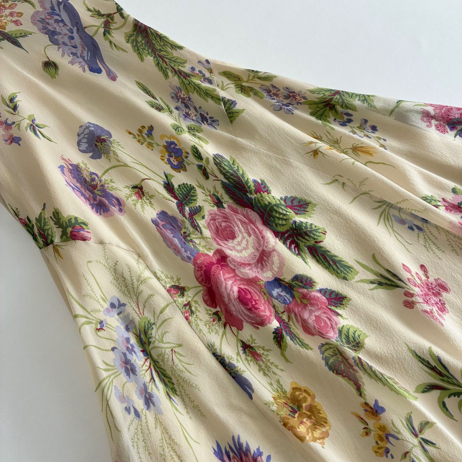 ETRO エトロ☆ シルク100% フラワーワンピース 40 フレア 美シルエット 