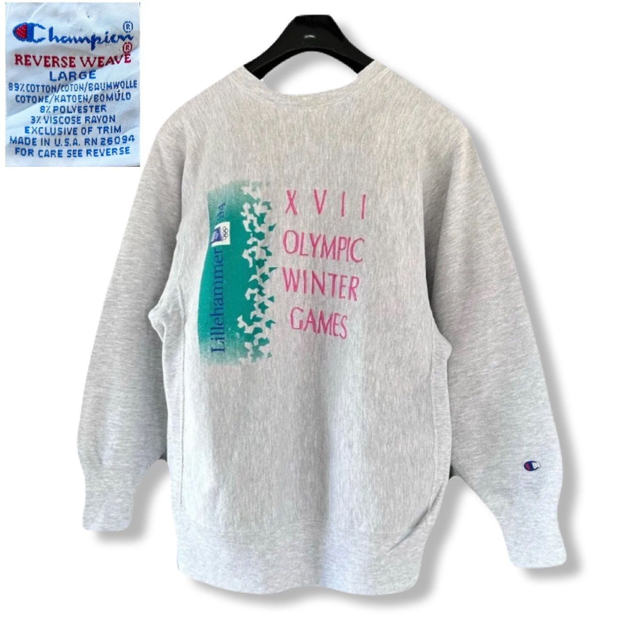希少】Champion 90s USA製 リバースウィーブ L リレハンメル冬季 