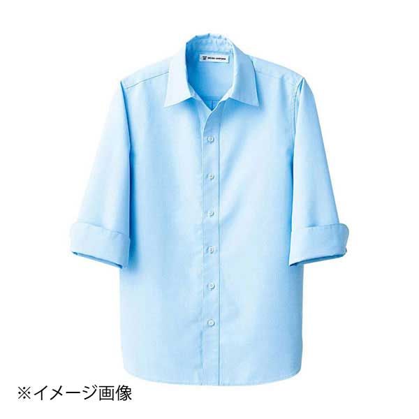 【新品】スキッパーカラーシャツ(男女兼用)七分 CH4492-1 サックス LL