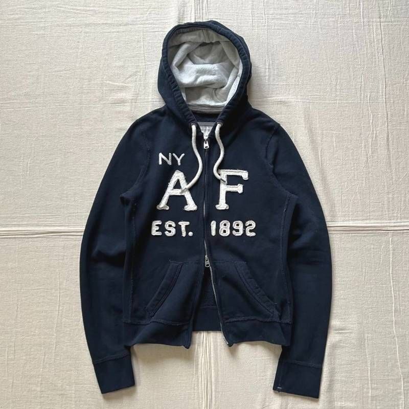 00s archive Abercrombie&Fitch アバクロ Wジップアップ 短丈パーカー 